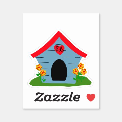 Blue Red Doghouse sticker