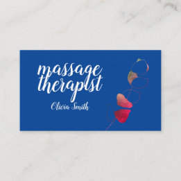 Blue red elegant greenery rustic stylish feminin business card