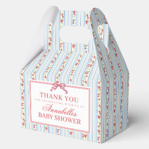 Blue & Red Fancy Floral Baby Shower Gable Favor Boxes