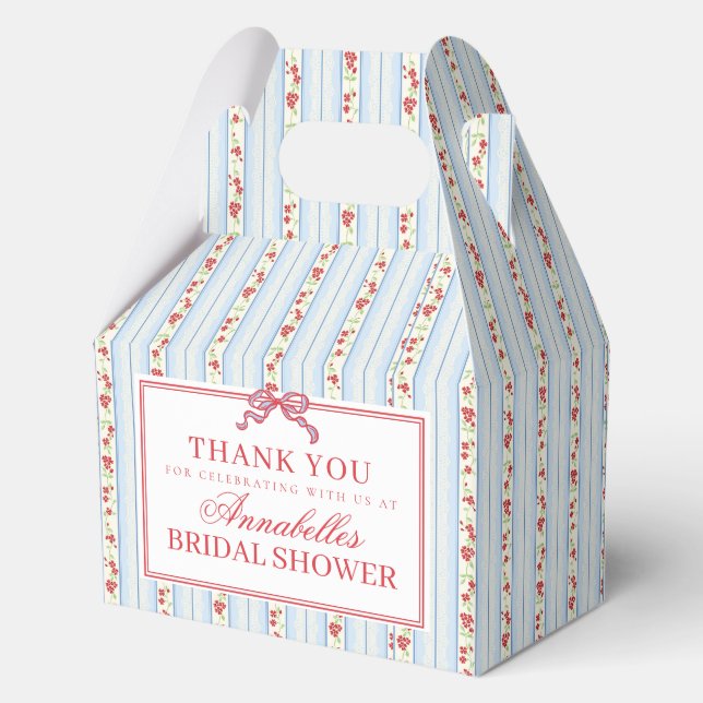 Blue & Red Fancy Floral Bridal Shower Favor Boxes (Front)