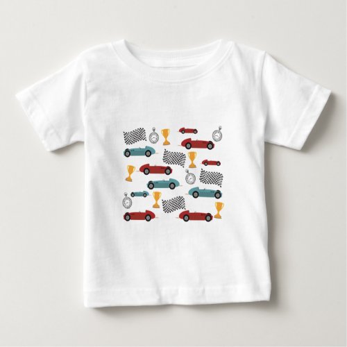 Blue  Red Fast Classic Racing Cars Baby T_Shirt