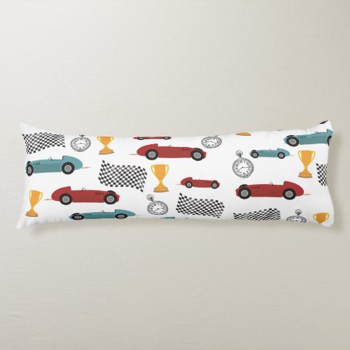 Blue  Red Fast Retro Vintage Racing Cars Body Pillow