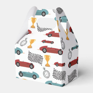 Blue & Red Fast Retro Vintage Racing Cars Favor Boxes