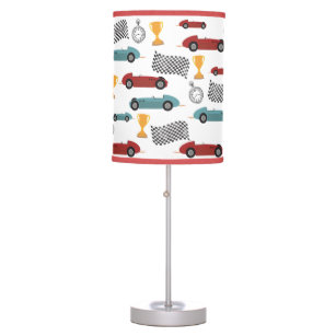 Blue & Red Fast Retro Vintage Racing Cars Table Lamp
