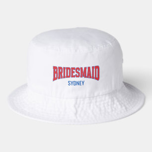 Blue + Red Faux Glitter BRIDESMAID Bachelorette Bucket Hat