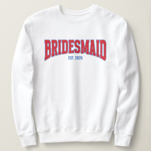 Blue + Red Faux Glitter BRIDESMAID Bachelorette Sweatshirt