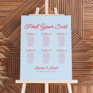 Blue Red Find Seat Small Wedding Seating Chart Foam Board