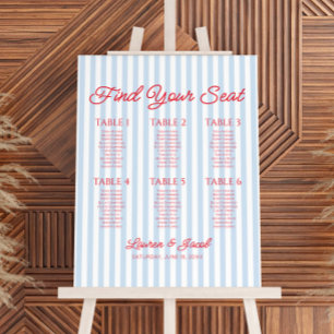 Blue Red Find Seat Small Wedding Seating Chart Foam Board