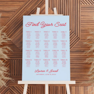 Blue Red Find Your Seat Wedding Seating Chart Foam Board