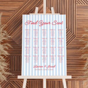 Blue Red Find Your Seat Wedding Seating Chart Foam Board