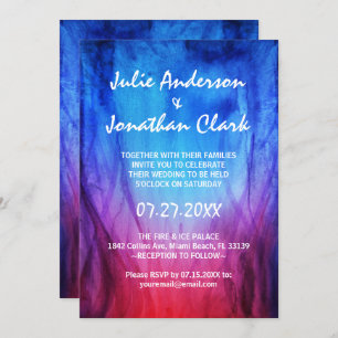 Blue & Red Fire Flames Wedding Invitation Template