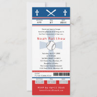 Blue Red First Communion Baseball Ticket