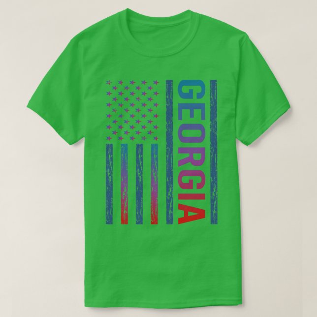Blue Red Flag Georgia TShirt (Design Front)