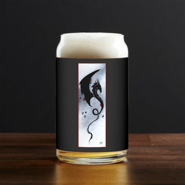 Blue Red Flowers Black Dragon Can Glass (Creator Uploaded)