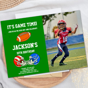 Blue & Red Football Birthday Invitations