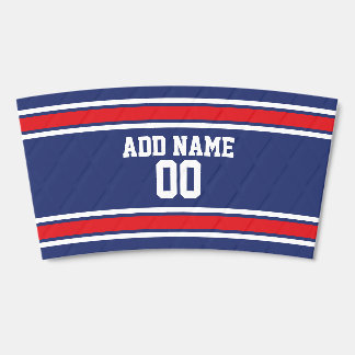 Blue Red Football Jersey Custom Name Number Coffee Cup Sleeve