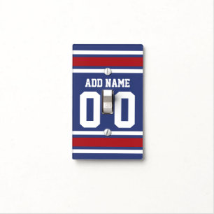 Blue Red Football Jersey Custom Name Number Light Switch Cover