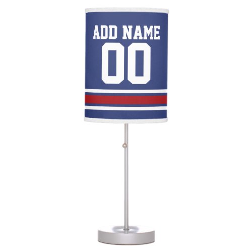Blue Red Football Jersey Custom Name Number Table Lamp