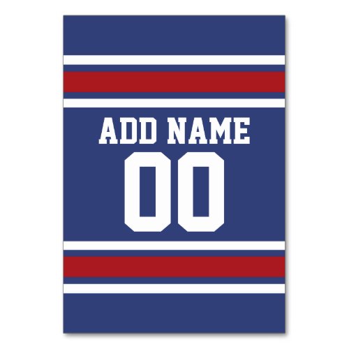 Blue Red Football Jersey Custom Name Number Table Number