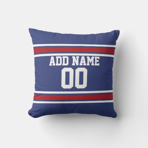 Blue Red Football Jersey Custom Name Number Throw Pillow