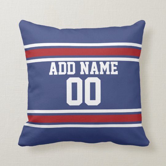 Blue Red Football Jersey Custom Name Number Throw Pillow
