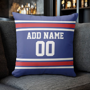 Blue Red Football Jersey Custom Name Number Throw Pillow