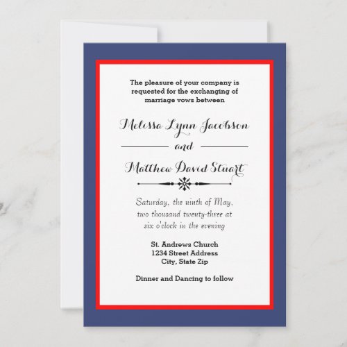 Blue  Red Framed _ Wedding Invitation