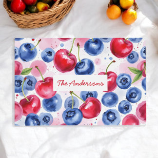 Blue Red Fruit Food Pattern Berry Cherry Placemat