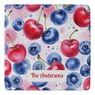 Blue Red Fruit Food Pattern Berry Cherry Trivet