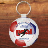 blue red girls soccer goal team spirit sports keychain (Front)