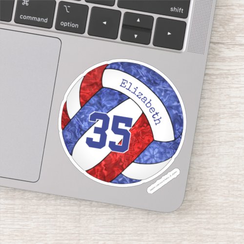 blue red girls volleyball school team colors sticker