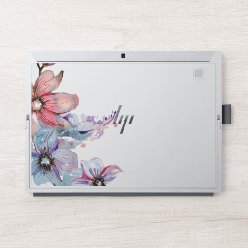 Blue Red Glitter Flower HP Elite Book HP Laptop Skin