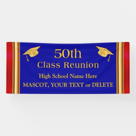 Blue, Red, Gold Custom, 50th Class Reunion Banners
