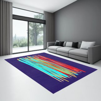 Blue Red Gold Modern Abstract Indoor Area Rug