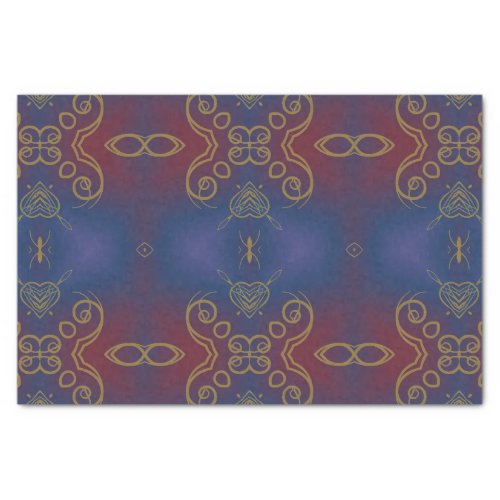 Blue  Red Gradient Stylish Elegant Boho Pattern Tissue Paper