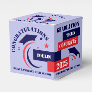 Blue Red Graduation 2025 Custom Party Favor Boxes