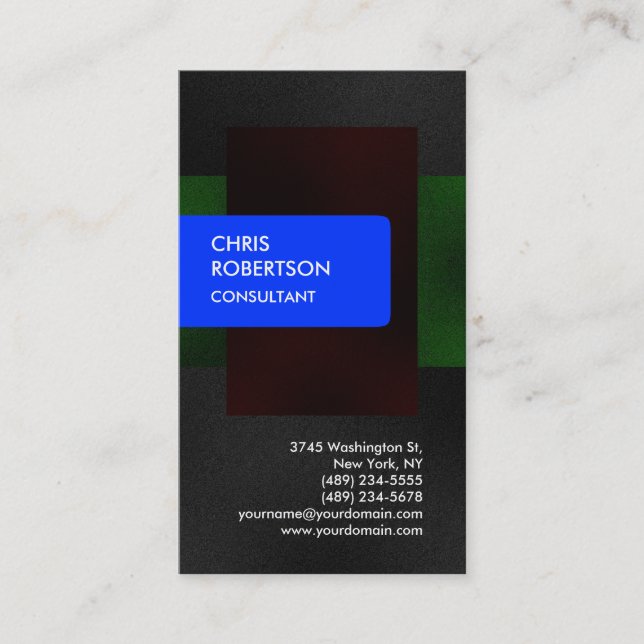 Blue Red Green Gray Attractive Business Card (Front)