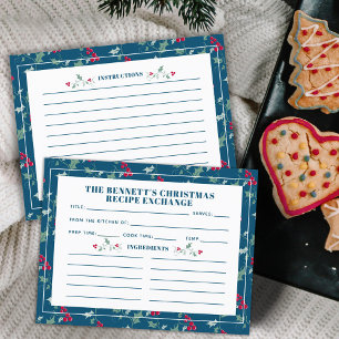 Blue red green holy berries seasonal recipe card