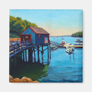 Blue Red Green Maine Harbor with Tours Magnet