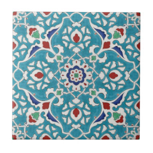 Blue Red Green White Portuguese Azulejo Pattern Ceramic Tile