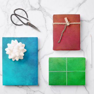 Blue red green wrapping paper sheets