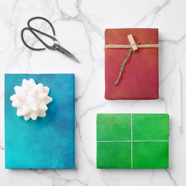 Blue red green wrapping paper sheets (Front)