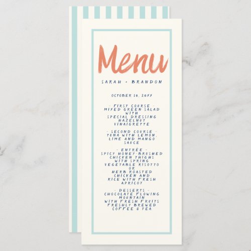 Blue Red Handwriting Typography Retro Wedding Menu