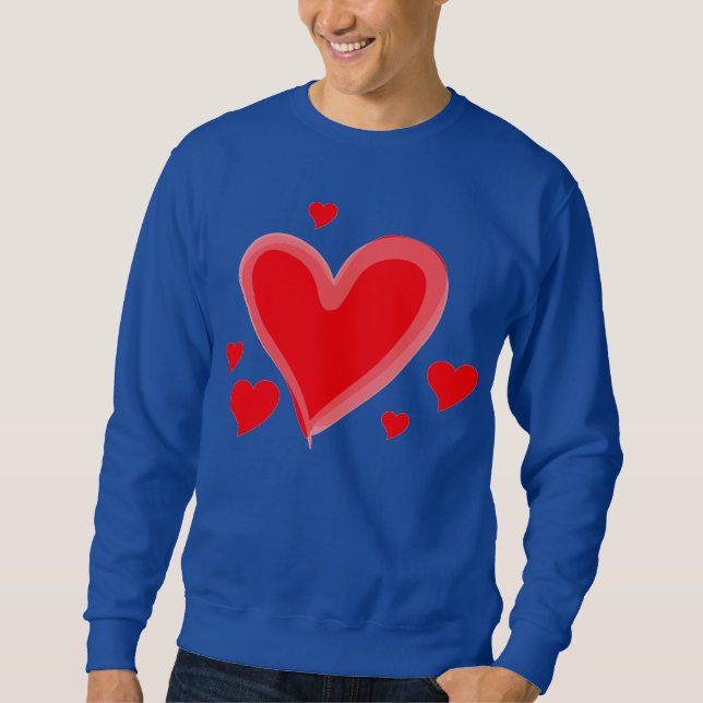blue red hearts valentines day sweatshirt (Front)