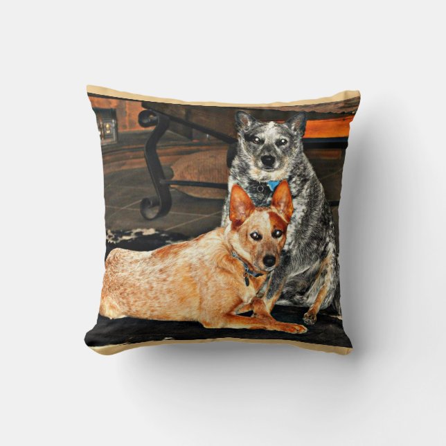 Blue/Red Heeler Throw Pillow (Front)