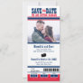 Blue Red Hockey Game Ticket Wedding Save the Date