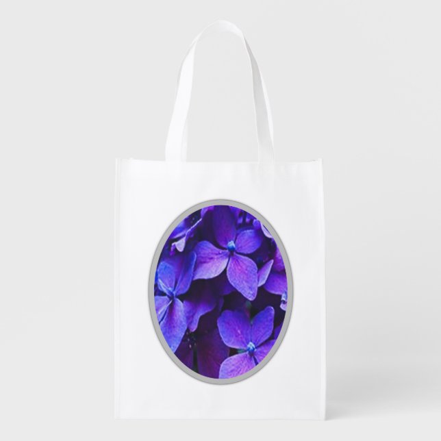                     BLUE RED Hydrangea      Grocery Bag (Front)
