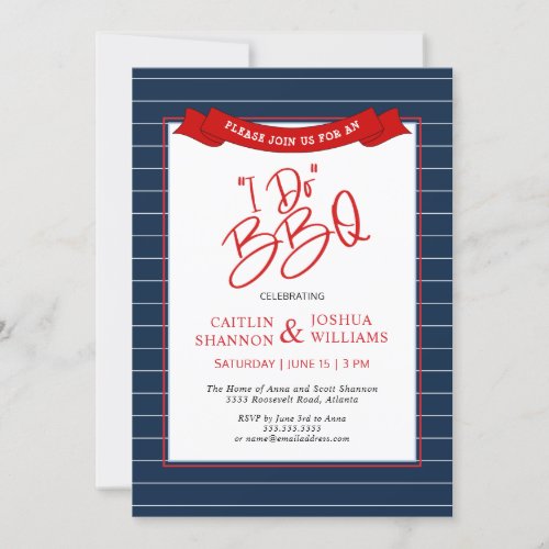 Blue Red I Do BBQ Bridal Shower Invitation