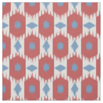 Blue red Ikat diamonds pattern fabric