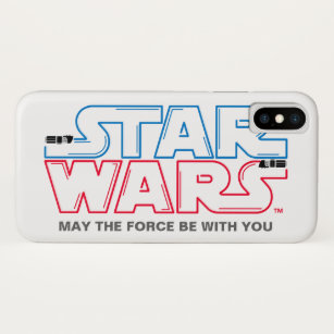 Blue & Red Lightsaber Star Wars Logo iPhone X Case